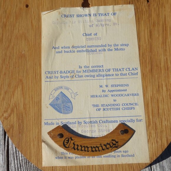 Vintage Scottish Clan Courage Cumming Crest Wall Plaque 100% Scottish - Picture 10 of 16